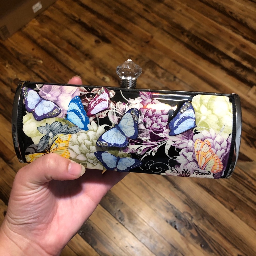 Debbie Brooks Butterfly Print crossbody and Clutch - Multicolor